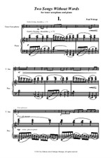 Two Songs Without Words for tenor saxophone and piano by Paul Wehage