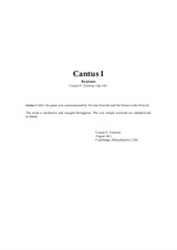 Cantus I for Piano, by Carson Cooman