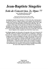 Jean-Baptiste Singelée: Solo de Concert (No.2) for baritone saxophone and piano