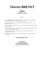 Thérèse Brenet: Lynx for flute and piano