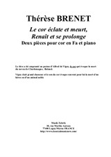 Thérèse Brenet: Le Cor éclat et meurt, renaît et se prolonge for horn and piano