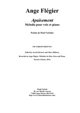 Ange Flégier: Apaisement for medium voice and piano