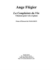 Ange Flégier: La Complainte du Vin for baritone voice and piano