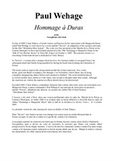 Paul Wehage: Hommage à Duras for alto saxophone