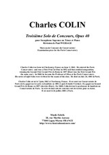 Charles Colin: Solo de Concours No.3, for soprano or tenor saxophone and piano