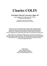 Charles Colin: Solo de Concours No.3, for alto or baritone saxophone and piano
