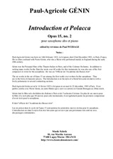 Paul-Agricole Génin: Introduction et Polacca No.2, for alto saxophone and piano