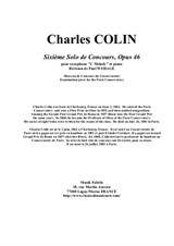 Charles Colin: Sixième Solo de Concours, arranged for 'C Melody' saxophone and piano